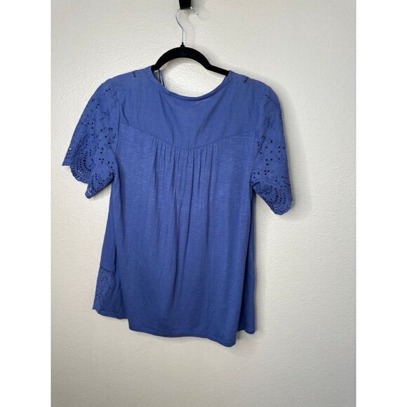 Knox Rose‎ Women's Blue Blouse Size X-Small short sleeve 100% Cotton v-neck - Picture 4 of 6